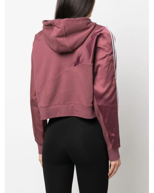 Adidas Red Cropped Drawstring Hoodie