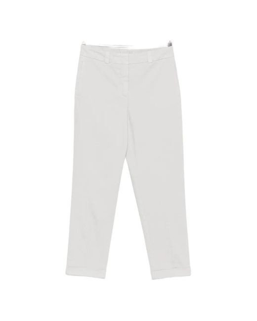 Peserico White Cropped-Leg Turn-Up Trousers
