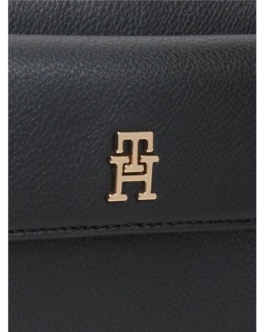 Tommy Hilfiger Black Logo-Plaque Shoulder Bag