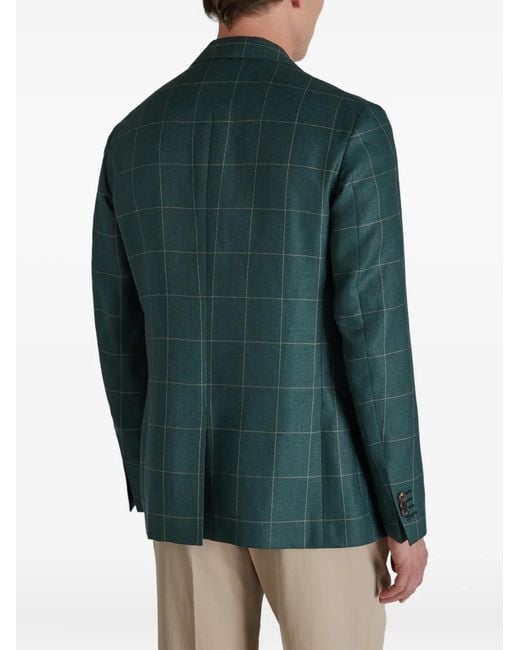 Blazer A Quadri di Incotex in Green da Uomo