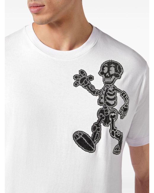 T-shirt Skeleton en coton Philipp Plein pour homme en coloris White