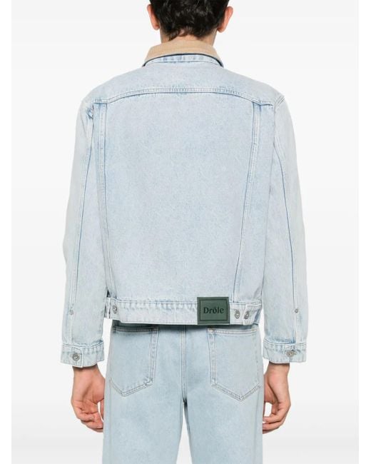 Drole de Monsieur Blue La Vest Jean Délavée Denim Jacket for men