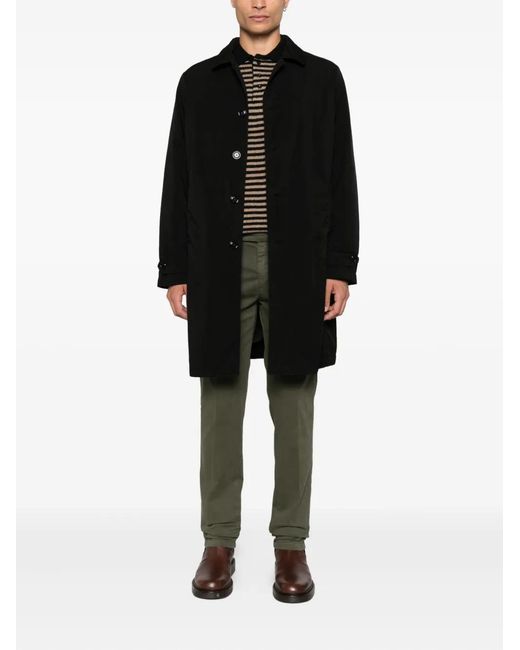 Aspesi Black Spread-Collar Single-Breasted Coat for men