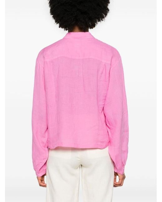 120% Lino Pink Leinenhemd mit klassischem Kragen