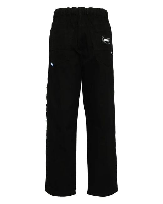 Aape By A Bathing Ape Black Logo-Patch Jeans for men