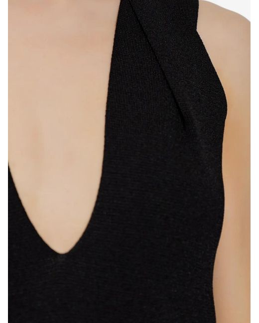Balmain Black V-Neck Zip-Up Dress