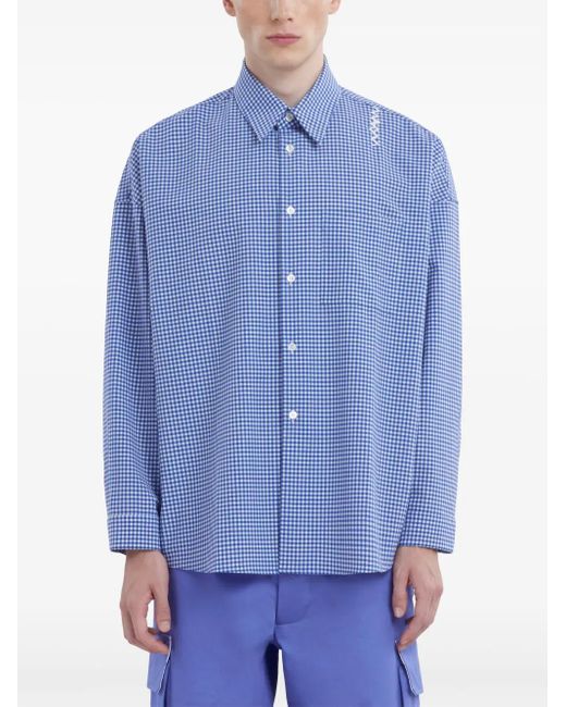 Marni Blue Check Pattern Shirt for men