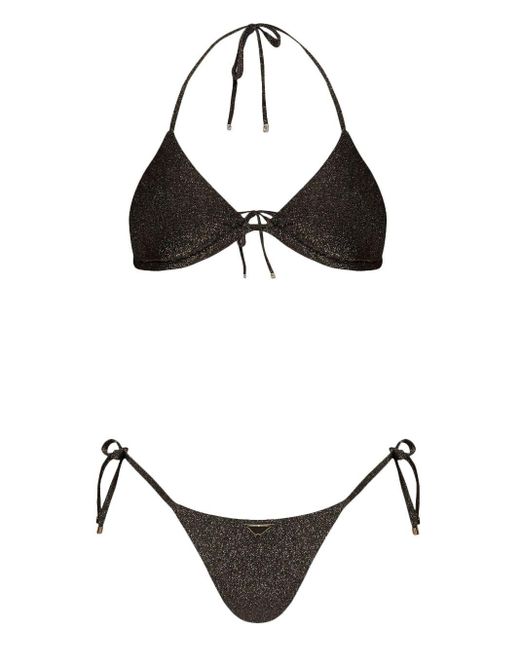 Bikini a triangolo con placca logo di Emporio Armani in Black