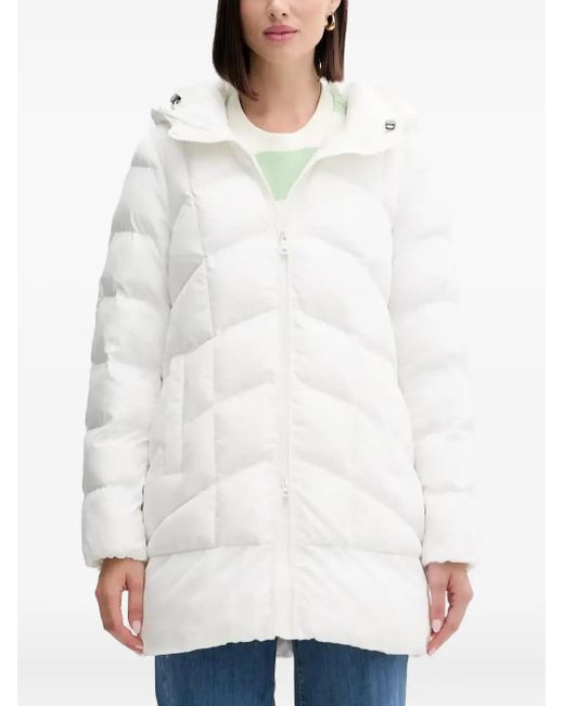 Geox White Hooded Quilted Coat