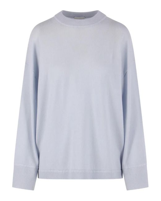 Allude Blue Crew-Neck Ribbed Sweater