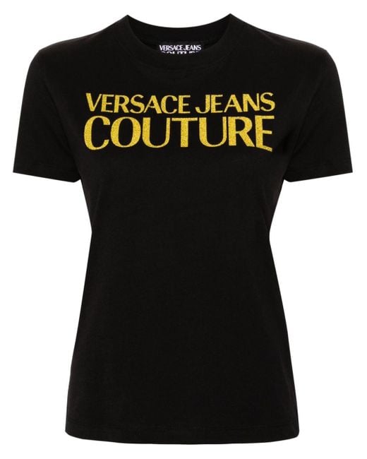 Versace Black T-Shirt mit Glitter-Logo