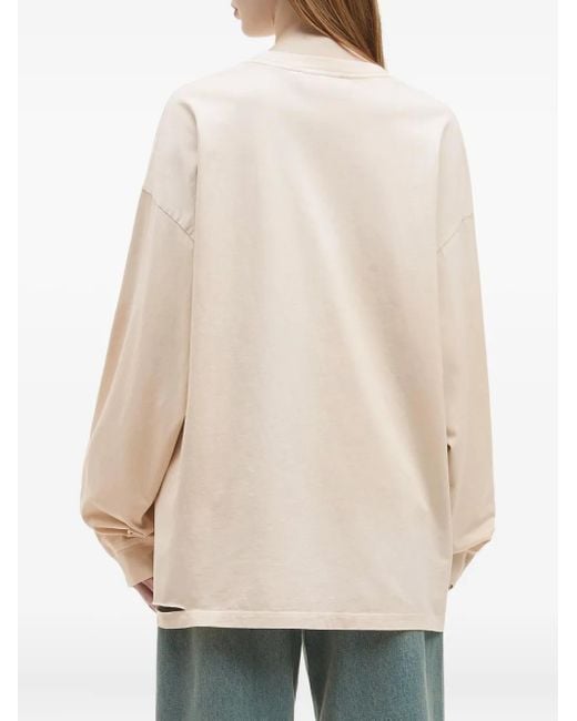 Mini Cream Top Met Lange Mouwen in het White