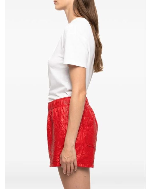 Zadig & Voltaire Red Pax Crinkled-Leather Shorts