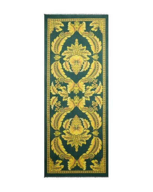 Etro Green Scarf With Flower And Bee Motif