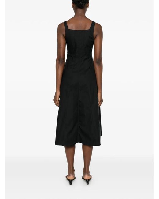 Marc Ellis Black Square-Neck Midi Dress