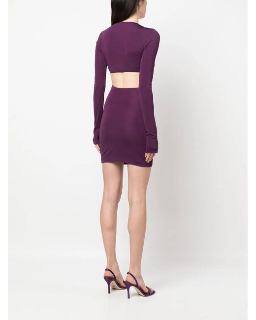 DSquared² Purple Cut-Out Detail V-Neck Minidress