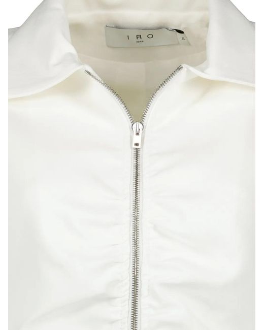 IRO White Ruched Zip-Up Jacket