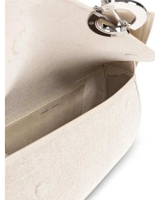 Samsøe & Samsøe Natural Sahero Woven-Texture Ring-Hardware Tote Bag