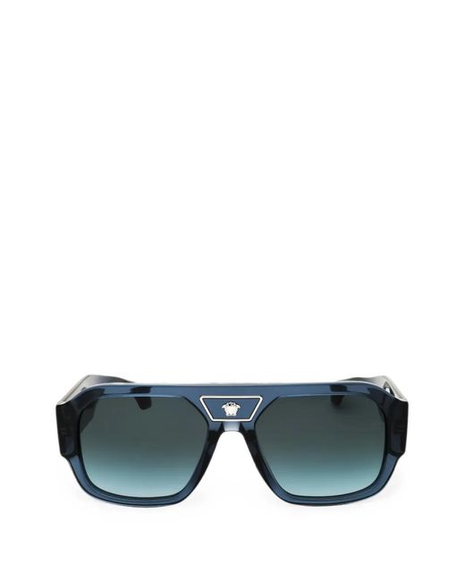 Versace Blue Medusa-Embellishment Pilot-Frame Sunglasses for men