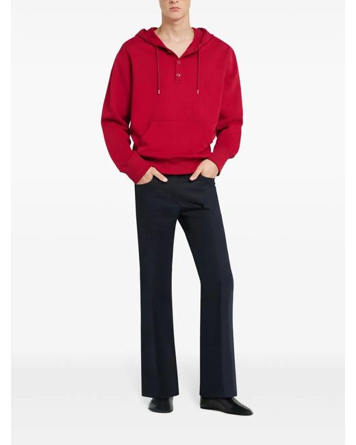 Courreges Red Buttoned Hoodie