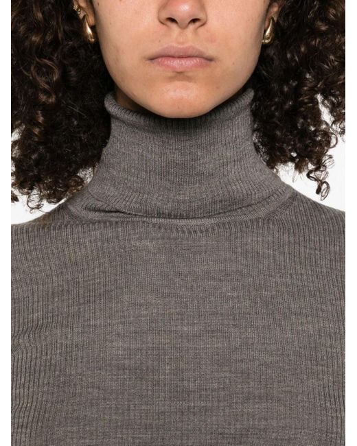 P.A.R.O.S.H. Gray Gerippter Pullover Mit Stehkragen