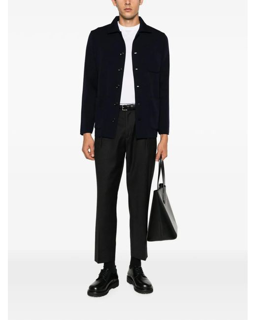Lardini Blue Button-Up Patch-Pocket Jacket for men