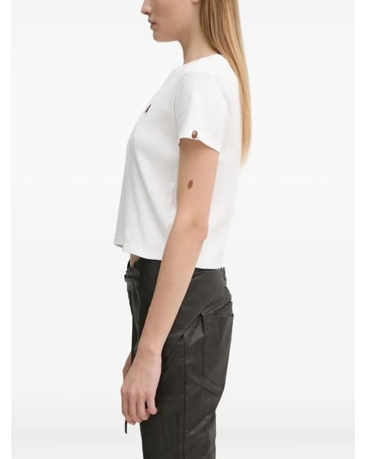 A Bathing Ape White One Point Embroidered-Logo Cropped Top