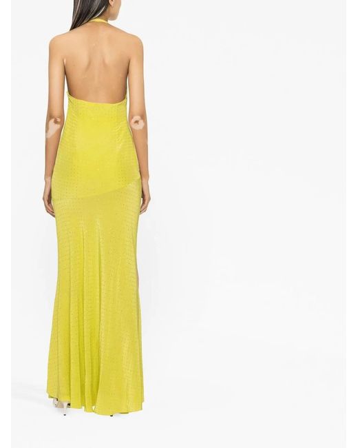 De La Vali Yellow Halter-Neck Gown