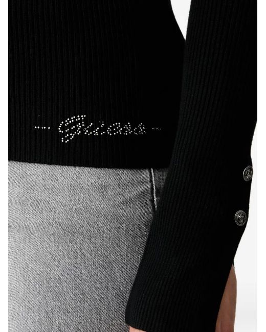 Guess Black Ribbed-Knit Cardigan