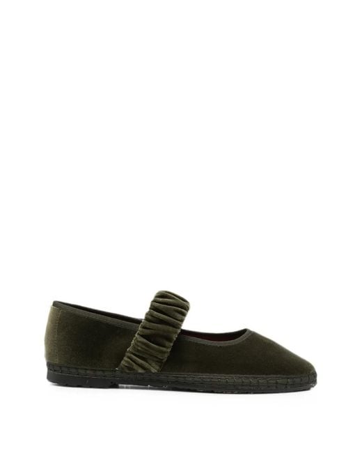 Flabelus Green Mafalda Velvet Ballet Flats