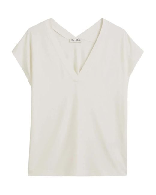 Marc O' Polo White V-Neck Cap-Sleeve T-Shirt