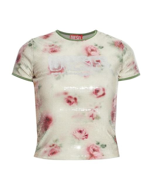 DIESEL White T-Unkel Floral T-Shirt