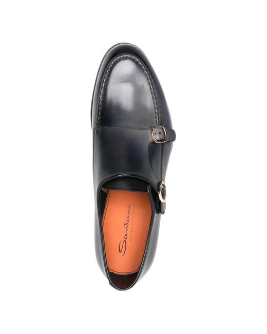 Santoni メンズ ブラック モンクストラップ シューズ 【公式通販】
