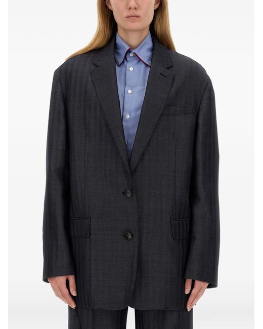 Etro Blue Oversized Buttoned Outer Jacket