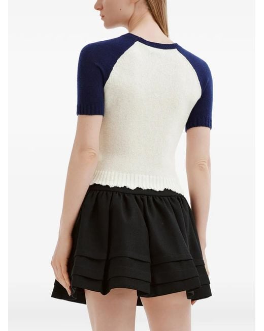 ShuShu/Tong Blue Raglan-Sleeve Distressed-Effect Sweater