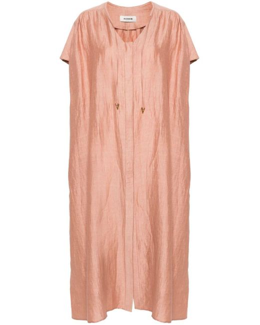 Aeron Pink Linda Belted Midi Dress