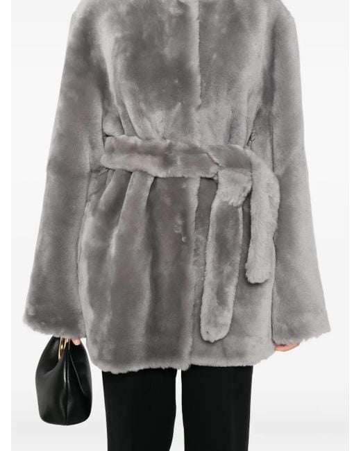 Totême Gray Plush Shearling Jacket