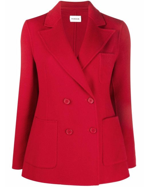 P.A.R.O.S.H. Red Leak Wool Double-breasted Blazer