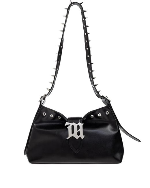 M I S B H V Black Schultertasche mit Nieten-Logo