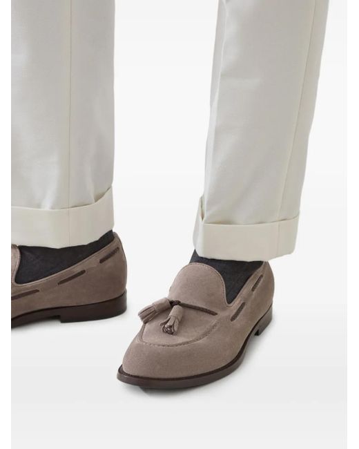 メンズ Brunello Cucinelli タッセル スエードローファー Brown
