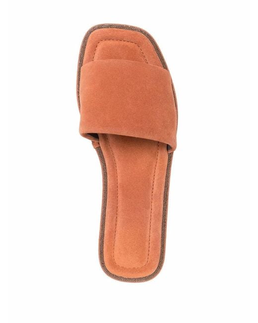 Brunello Cucinelli Pink Embellished Suede Sandals