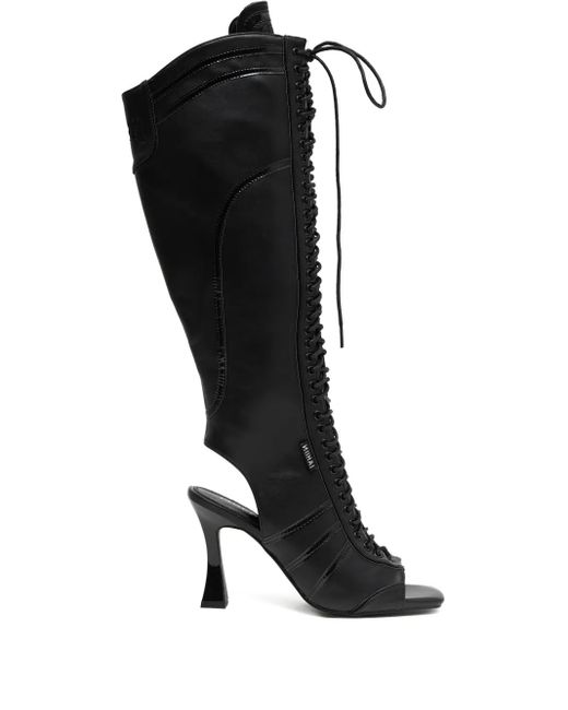 Nii HAI Black 105Mm Striker Lace-Up Boots