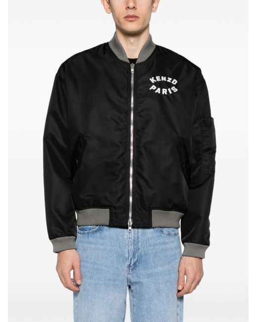 KENZO Black Lucky Tiger Embroidered Bomber Jacket for men