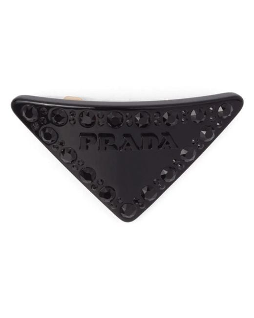 Prada Black Triangle-Logo Hair Clip