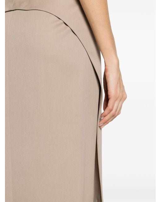The Attico Natural Panelled Twill Midi Skirt
