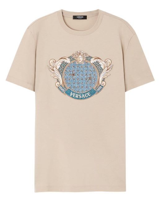 Versace Natural Starfish Blason Crystal-embellished T-shirt for men