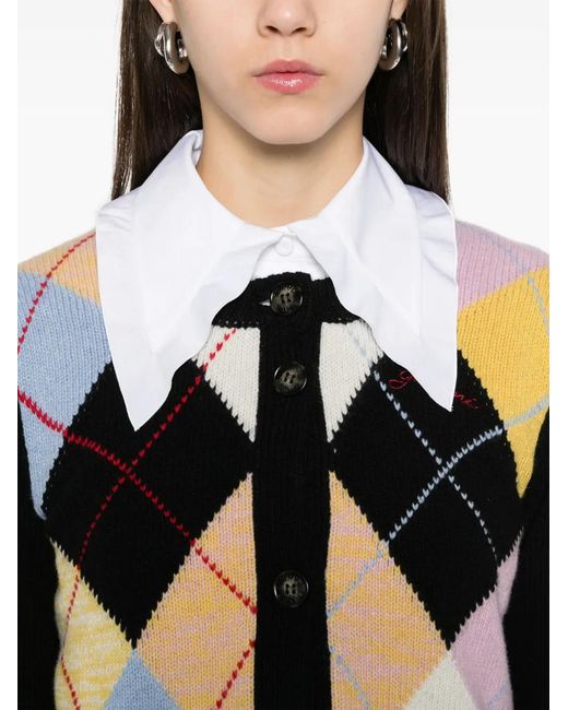 Ganni Black Argyle Cardigan