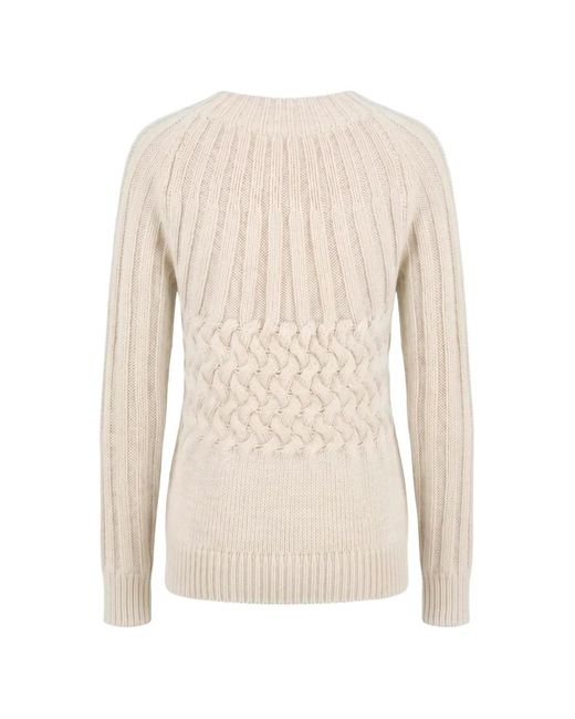 Moorer White Cable-Knit Ribbed Sweater