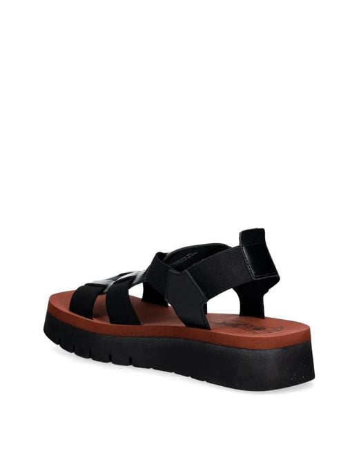 Fly London Black Cage-Strap Platform Sandals