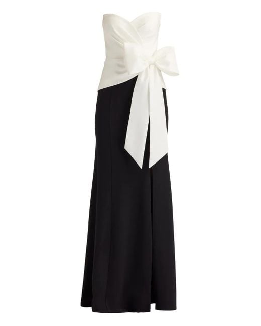 Tadashi Shoji Black Schulterfreies Maxikleid mit Schleife
